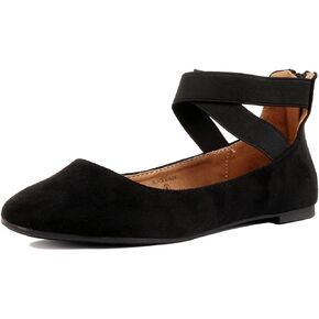 Women's Classic Ballerina Flats with Elastic Crossing Ankle Straps Ballet Flat Yoga Flat Shoes Slip On Loafers
