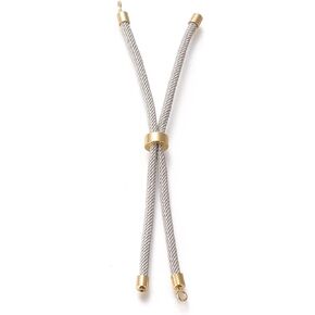 10Pcs Nylon Twisted Cord Bracelet Making Adjustable Slider Bracelets with Golden Brass Findings for DIY Jewelry Making Accessories 9 inch(22.9cm)