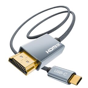 كابل USB C إلى HDMI 2.1 بطول 6 أقدام (4K 120 هرتز 8K 60 هرتز)، محول HDMI إلى USB-C متوافق مع Thunderbolt 3/4 لأجهزة MacBook Pro والكمبيوتر المحمول وiPad وXPS وiPhone 15