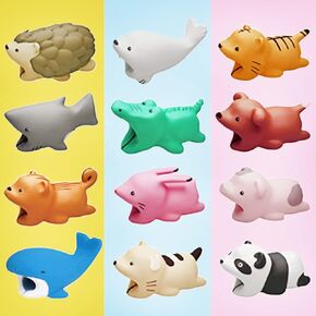 Cable Protector Animal Bites 12 Pcs for iPhone, Samsung, Android Charger and Ipad USB Cord, Phone Accessory Protect Charger, Cute Animals Shark Tiger Rabbit Etc, Charging Savers Procedures