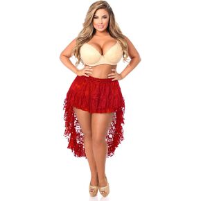 Daisy corsets Women's Red High Low Lace Skirt