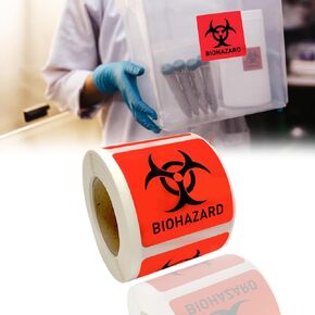 Biohazard Danger Safety Warning Label - 2"x 2" Waterproof Self Adhesive Decal Sign Sticker, High TEMP Resistance, Long Lasting (250 PCS/Roll)