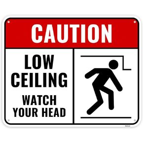 1PC Watch Yor Head Low Ceiling Sign, 10 x 8 Inches - Aluminum - Caution Duck Your Head Low Clearance Sign