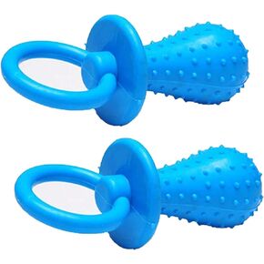 2Pcs Dog Pacifier Chew Toys,Mini Blue Bite Resistant Bell Shape Rubber Pacifier Pet Dog Puppy Molar Chew Training Toy,Bell Chewing Playing Training Toys,Dog Chew Toys Pet Supplies