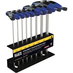 Klein Tools JTH68M T-Handle Hex Key Set, Metric Sizes Allen Wrench Set with 6-Inch Blades, Stand Included, 8-Piece