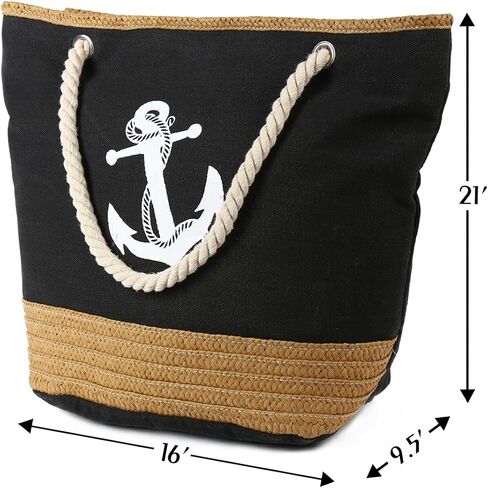 PULAMA Women Beach Tote Canvas Shoulder Bag Anchor Summer Handbag Top Handle Bag Straw Beach Bag in Saudi Arabia