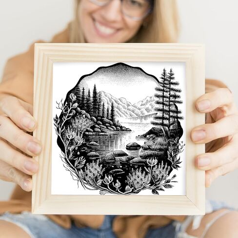 Natural Scenery Clear Stamps for Card Making Mountain Lake Background Rubber Stamps Trees Scenery Transparent Silicone Seals for Gift Card DIY Scrapbooking Embossing Card Album Craft Supplies in Saudi Arabia