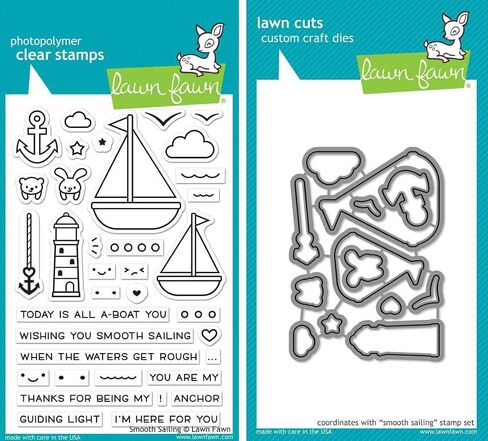 Lawn Fawn - Smooth Sailing Stamps Set and Dies Set - 2 Item Bundle in Saudi Arabia