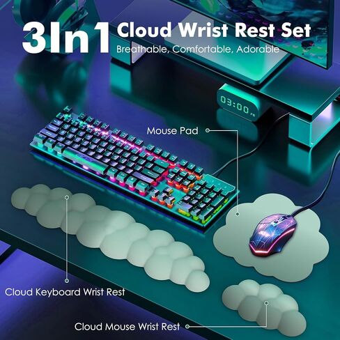 MoKo Cloud Wrist Rest, Ergonomic Cloud Keyboard Wrist Rest with Mouse Rest Wrist Pad, Upgraded PU Leather Cloud Arm Rest Wrist Pad for Keyboard and Mouse for Office, Gaming, Computer, Laptop, Purple in Saudi Arabia