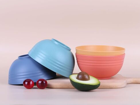 LuckyZone Unbreakable Cereal Bowls - 24 oz Reusable Wheat Straw Bowl Set of 4 - Dishwasher & Microwave Safe - Perfect for Cereal, Soup and Rice - BPA Free, Healthy & Eco-Friendly (4 Color) in Kuwait