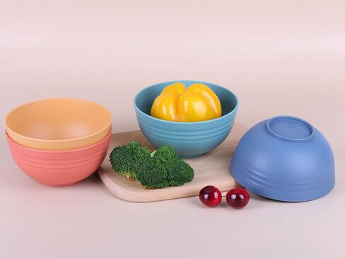 LuckyZone Unbreakable Cereal Bowls - 24 oz Reusable Wheat Straw Bowl Set of 4 - Dishwasher & Microwave Safe - Perfect for Cereal, Soup and Rice - BPA Free, Healthy & Eco-Friendly (4 Color) in Kuwait