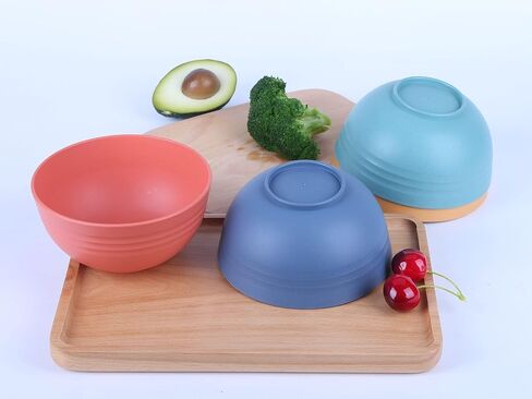 LuckyZone Unbreakable Cereal Bowls - 24 oz Reusable Wheat Straw Bowl Set of 4 - Dishwasher & Microwave Safe - Perfect for Cereal, Soup and Rice - BPA Free, Healthy & Eco-Friendly (4 Color) in Kuwait