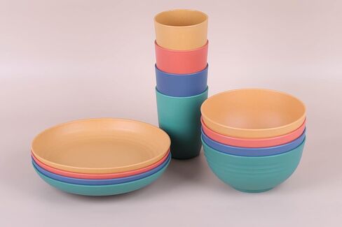 LuckyZone Unbreakable Cereal Bowls - 24 oz Reusable Wheat Straw Bowl Set of 4 - Dishwasher & Microwave Safe - Perfect for Cereal, Soup and Rice - BPA Free, Healthy & Eco-Friendly (4 Color) in Kuwait