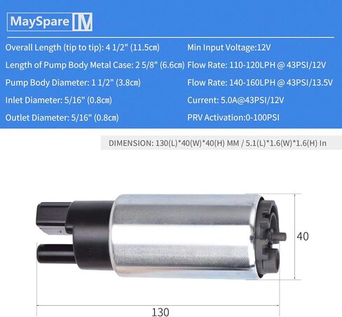مجموعة مضخة الوقود الكهربائية MaySpare مضخة وقود داخل الخزان مع مجموعة تركيب 255 LPH تناسب التدفق العالي نماذج متعددة تحل محل E8229 E2068 E8213 EFP382A in Kuwait