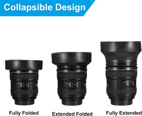 PATIKIL 82mm Camera Lens Hood, Rubber Collapsible Lens Protector | Anti-Reflection Blocks Excess Sunlight Enhance Camera Photography for Nikon, for Fujifilm, for Pentax, for Leica in Kuwait