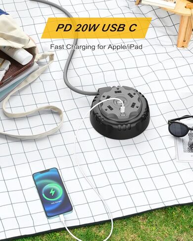بكرة سلك تمديد قطاع الطاقة قابلة للسحب مع USB C PD 20 وات، قابس مسطح لحماية اندفاع قطاع الطاقة مع 5 منافذ و3 منافذ USB، سلك تمديد قابل للسحب 10 أقدام لورشة العمل المنزلية الخارجية in Kuwait