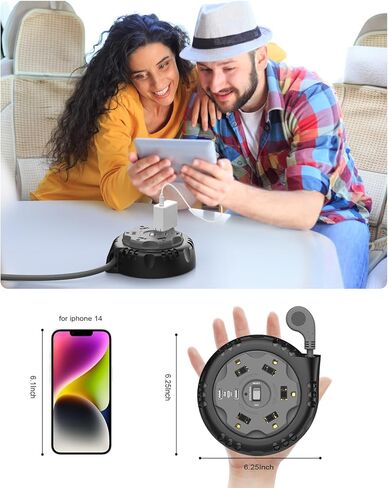 بكرة سلك تمديد قطاع الطاقة قابلة للسحب مع USB C PD 20 وات، قابس مسطح لحماية اندفاع قطاع الطاقة مع 5 منافذ و3 منافذ USB، سلك تمديد قابل للسحب 10 أقدام لورشة العمل المنزلية الخارجية in Kuwait