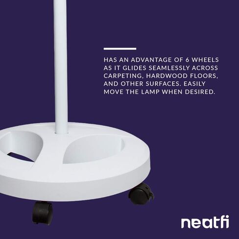 Neatfi 6-Wheel Rolling Base Floor Stand, Compatible for LED Desk Lamp and Magnifying Lamps, Versatile Stand for Work, Study, and Needlework (White) in Saudi Arabia