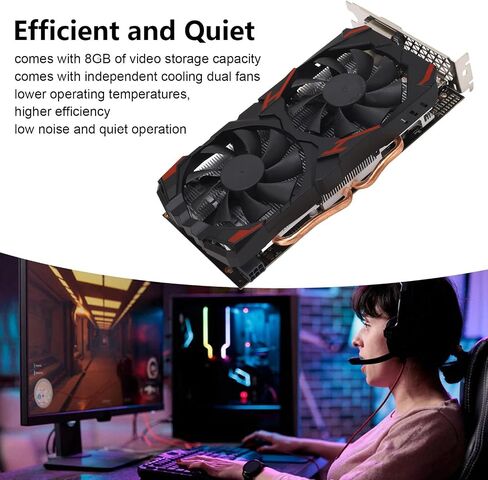 بطاقة رسومات VBESTLIFE RX 580، بطاقات رسومات ألعاب الكمبيوتر 256 بت 8 جيجابايت GDDR5 مع DVI، 16 PCI Express 3.0، تدعم 4K@60 هرتز HD، مراوح مزدوجة، لألعاب الكمبيوتر (580 8G D5) in Saudi Arabia