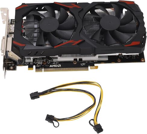 بطاقة رسومات VBESTLIFE RX 580، بطاقات رسومات ألعاب الكمبيوتر 256 بت 8 جيجابايت GDDR5 مع DVI، 16 PCI Express 3.0، تدعم 4K@60 هرتز HD، مراوح مزدوجة، لألعاب الكمبيوتر (580 8G D5) in Saudi Arabia