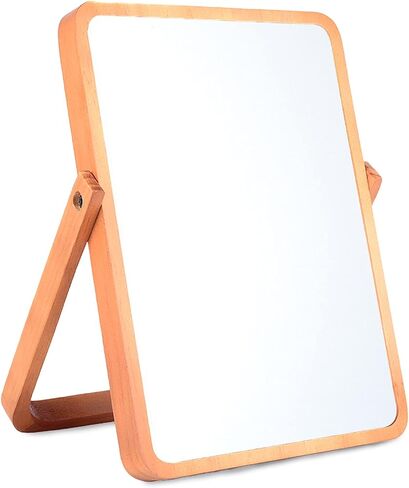 Wood Makeup Mirror,Rectangle Desk Makeup Mirror, Wall-Mounted Mirrors for Living Room, Bedroom, Shaving Cosmetic Mirror in Saudi Arabia