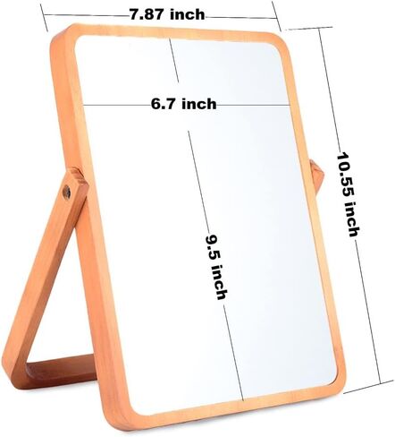Wood Makeup Mirror,Rectangle Desk Makeup Mirror, Wall-Mounted Mirrors for Living Room, Bedroom, Shaving Cosmetic Mirror in Saudi Arabia
