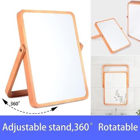 Wood Makeup Mirror,Rectangle Desk Makeup Mirror, Wall-Mounted Mirrors for Living Room, Bedroom, Shaving Cosmetic Mirror in Saudi Arabia