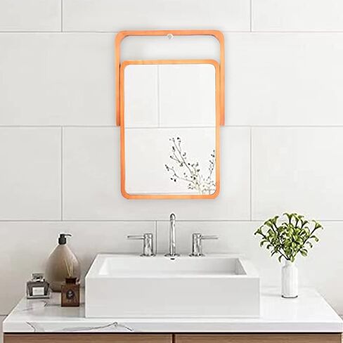 Wood Makeup Mirror,Rectangle Desk Makeup Mirror, Wall-Mounted Mirrors for Living Room, Bedroom, Shaving Cosmetic Mirror in Saudi Arabia