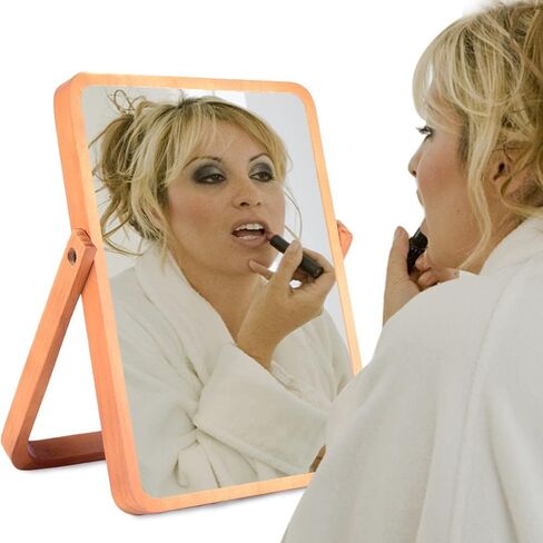 Wood Makeup Mirror,Rectangle Desk Makeup Mirror, Wall-Mounted Mirrors for Living Room, Bedroom, Shaving Cosmetic Mirror in Saudi Arabia