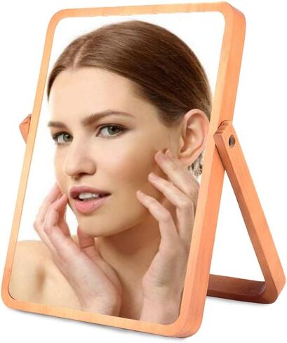 Wood Makeup Mirror,Rectangle Desk Makeup Mirror, Wall-Mounted Mirrors for Living Room, Bedroom, Shaving Cosmetic Mirror in Saudi Arabia