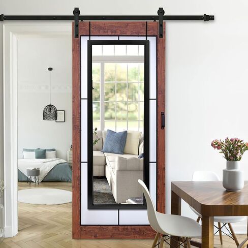 NeuType 47" x 18" Over The Door Mirror Full Length Mirror Door Mirror Wall Mirror Hanging with 2 Metal Hangers for Bedroom Living Room Bathroom Black in Saudi Arabia