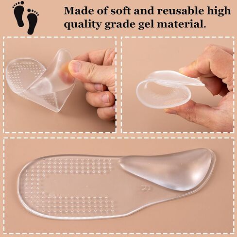 2 Pairs Arch Support Shoe Inserts for Women, Gel Arch Pads for Men, Self-Adhesive Arch Insoles for Flat Feet, Plantar Fasciitis, High Arch, Heel Pain, Arch Pain Relieve (Clear, Small) in Saudi Arabia