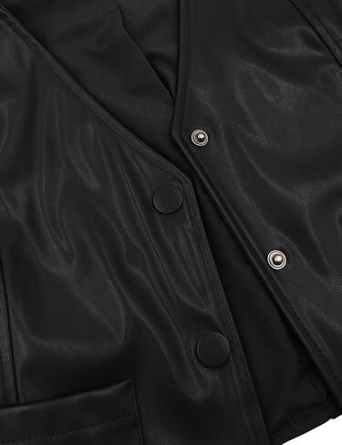 صدرية نسائية من Fallorchid بدون أكمام بأزرار علوية قصيرة مثيرة ورقبة على شكل حرف V من الجلد الصناعي in Saudi Arabia