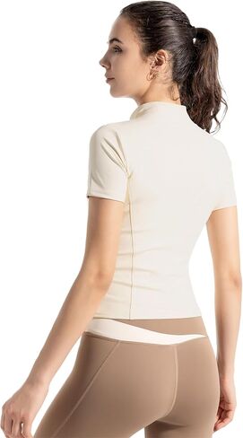 Women's Short Sleeve Slim Fit Athletic Jacket Full Zip Workout Tops Solid Color Fitness Clothing in Saudi Arabia