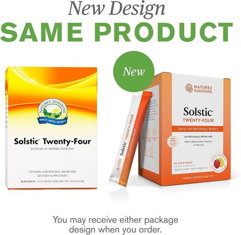 Nature's Sunshine Solstic أربعة وعشرون، 30 عبوة | توفر عبوات مشروبات الفيتامينات المتعددة ما لا يقل عن 100% من القيمة اليومية لـ 13 فيتامينًا في مزيج مشروب صحي ورائع المذاق in Kuwait