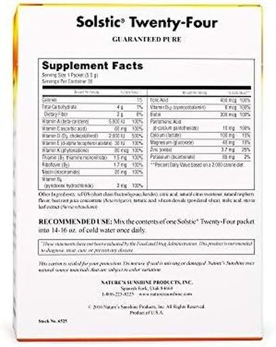 Nature's Sunshine Solstic أربعة وعشرون، 30 عبوة | توفر عبوات مشروبات الفيتامينات المتعددة ما لا يقل عن 100% من القيمة اليومية لـ 13 فيتامينًا في مزيج مشروب صحي ورائع المذاق in Kuwait