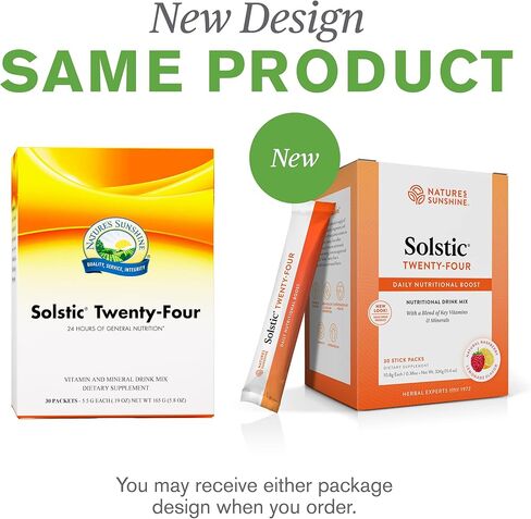 Nature's Sunshine Solstic أربعة وعشرون، 30 عبوة | توفر عبوات مشروبات الفيتامينات المتعددة ما لا يقل عن 100% من القيمة اليومية لـ 13 فيتامينًا في مزيج مشروب صحي ورائع المذاق in Kuwait