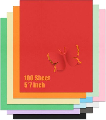Shindel 100 Sheets Construction Paper for Crafts, 12 Color Cardstock Paper Kids Art Crafts Card for Art Class Invitation Making Scrapbooking 250gsm in Saudi Arabia