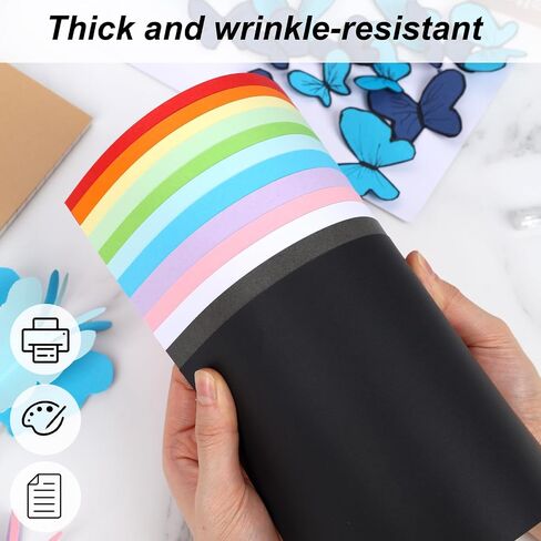 Shindel 100 Sheets Construction Paper for Crafts, 12 Color Cardstock Paper Kids Art Crafts Card for Art Class Invitation Making Scrapbooking 250gsm in Saudi Arabia