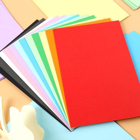 Shindel 100 Sheets Construction Paper for Crafts, 12 Color Cardstock Paper Kids Art Crafts Card for Art Class Invitation Making Scrapbooking 250gsm in Saudi Arabia