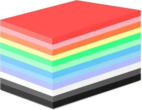 Shindel 100 Sheets Construction Paper for Crafts, 12 Color Cardstock Paper Kids Art Crafts Card for Art Class Invitation Making Scrapbooking 250gsm in Saudi Arabia
