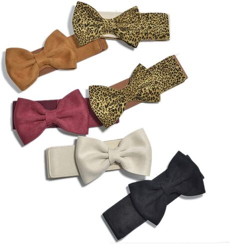 ربطة عنق نسائية مرنة وأحزمة خصر واسعة من الجلد السويدي الفهد قابلة للتمدد لفستان المخصر in Kuwait