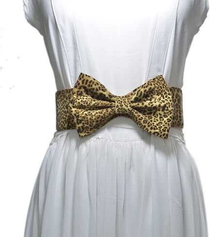 ربطة عنق نسائية مرنة وأحزمة خصر واسعة من الجلد السويدي الفهد قابلة للتمدد لفستان المخصر in Kuwait