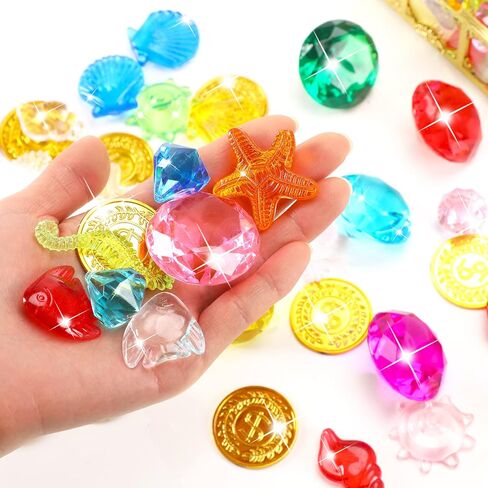 MARFOREVER Pool Diving Gems Toys,150 Pcs Colorful Crystals Pirate Treasure Jewels Acrylic Gems Plastic Diamonds Gemstones with a Burlap Bag for Vase Filler Summer Beach Toys Home Decor Party Favors in Saudi Arabia