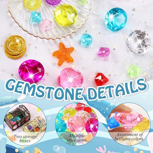 MARFOREVER Pool Diving Gems Toys,150 Pcs Colorful Crystals Pirate Treasure Jewels Acrylic Gems Plastic Diamonds Gemstones with a Burlap Bag for Vase Filler Summer Beach Toys Home Decor Party Favors in Saudi Arabia