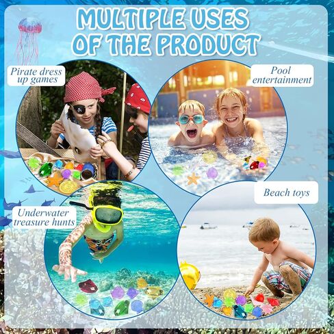 MARFOREVER Pool Diving Gems Toys,150 Pcs Colorful Crystals Pirate Treasure Jewels Acrylic Gems Plastic Diamonds Gemstones with a Burlap Bag for Vase Filler Summer Beach Toys Home Decor Party Favors in Saudi Arabia
