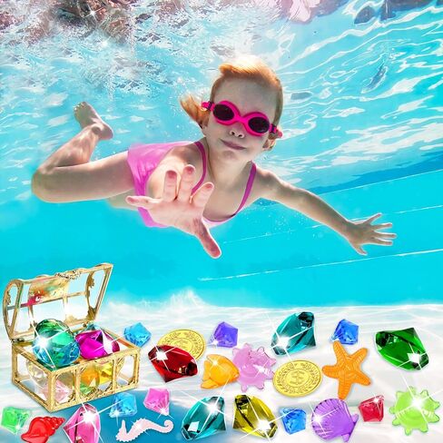 MARFOREVER Pool Diving Gems Toys,150 Pcs Colorful Crystals Pirate Treasure Jewels Acrylic Gems Plastic Diamonds Gemstones with a Burlap Bag for Vase Filler Summer Beach Toys Home Decor Party Favors in Saudi Arabia