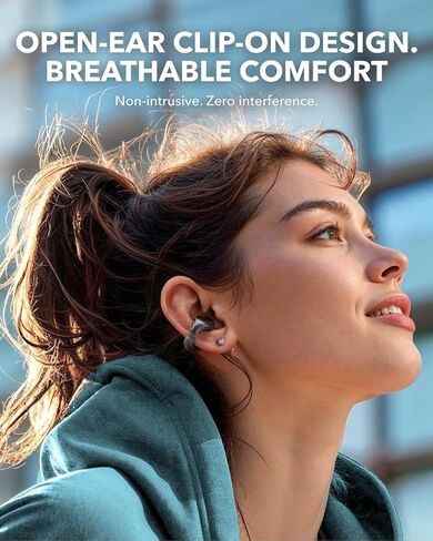 Soundcore C30i, Open-Ear Earbuds, Clip-On Headphones, Lightweight Comfort, Stable Fit, Firm-Shell Design, Attachable Ear Grips, Big Drivers for Clear Audio, 30H Play, IPX4 Water-Resistant(Renewed) in Saudi Arabia