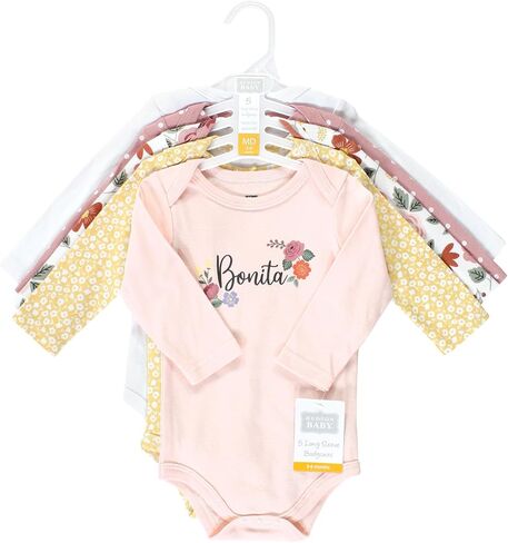 Hudson Baby Unisex Baby Cotton Long-Sleeve Bodysuits, Bonita 5 Pack, 18-24 Months in Saudi Arabia