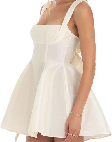 Yuemengxuan Women Bow Tie Mini Dress Sexy Backless Sleeveless Spaghetti Strap Flowy Short Dresses Cute Party Club Dress in Saudi Arabia